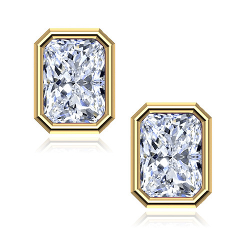Radiant Cut Solitaire Earrings With Side Halo | Kéana Eco-diamonds